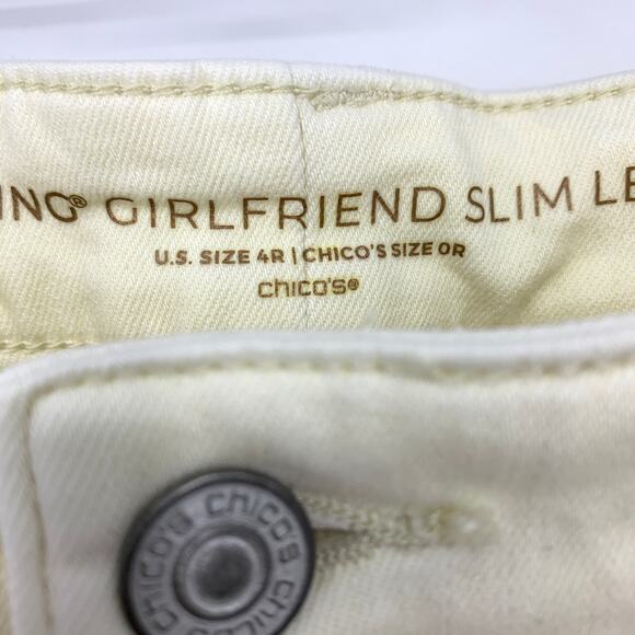 Chicos So Slimming Girlfriend Slim Leg Ankle Jean Womens 0 US 4 Cream White - Picture 6 of 7